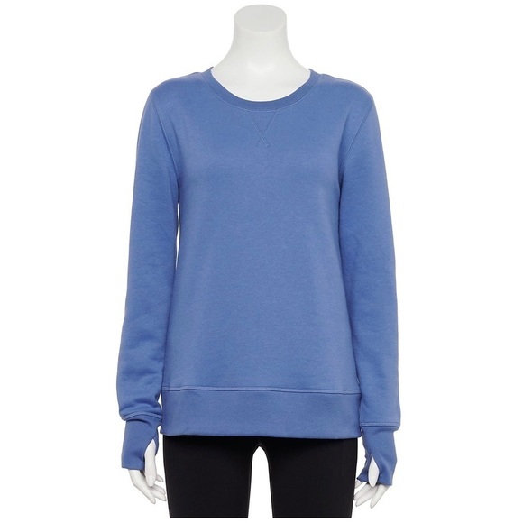 Tek Gear Women's Ultrasoft Fleece Sweatshirt Thumb Hole Cuffs Blue Small - Picture 1 of 5